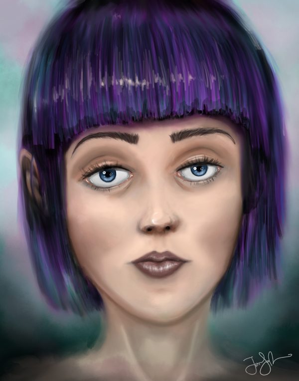 Art of girl with purple hair